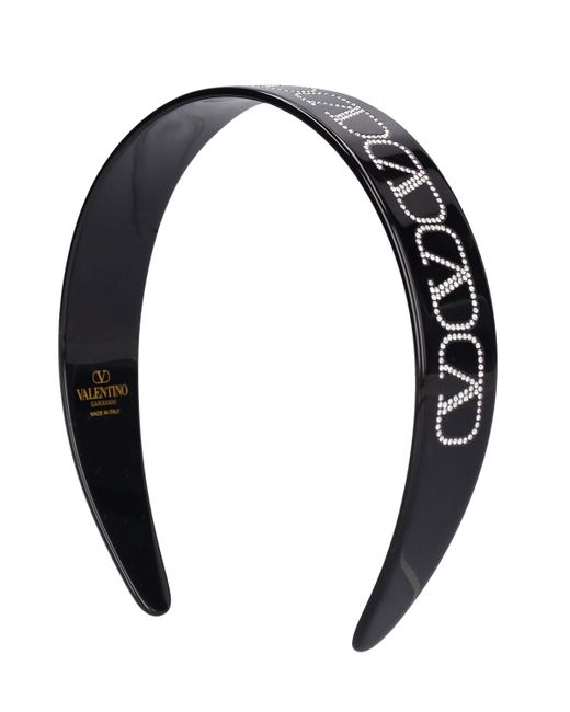 Valentino Garavani Crystal V Logo All Over Resin Headband