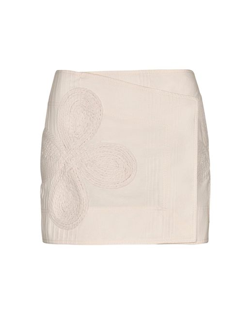 Johanna Ortiz Embroidered Cotton Mini Wrap Skirt