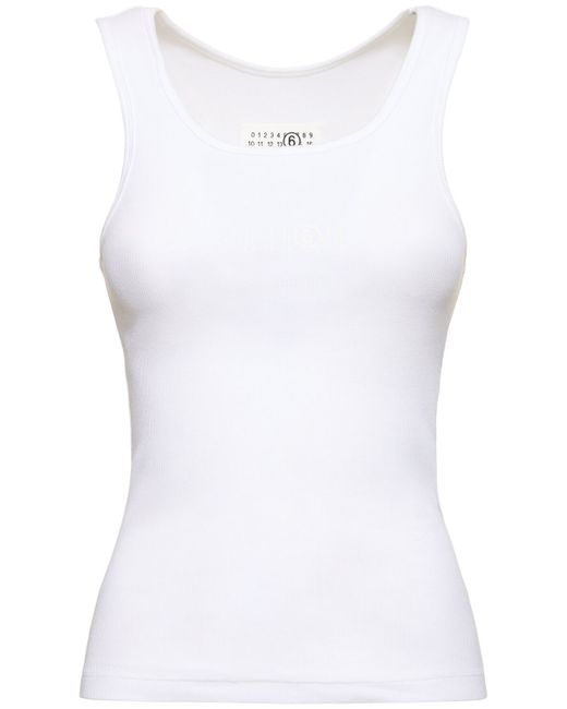 Mm6 Maison Margiela Stretch Cotton Ribbed Tank Top