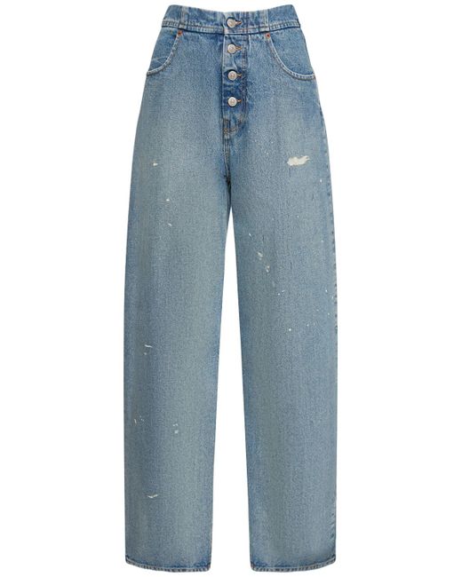Mm6 Maison Margiela High Rise Straight Cotton Denim Jeans