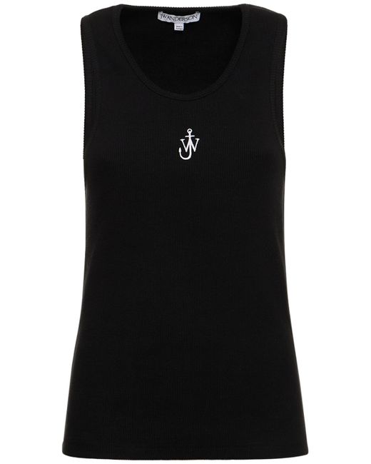 J.W.Anderson Logo Embroidered Ribbed Jersey Top