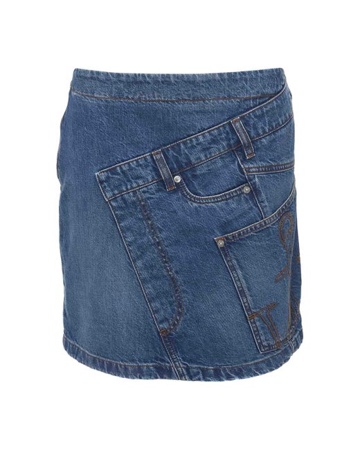 J.W.Anderson Twisted Cotton Denim Mini Skirt