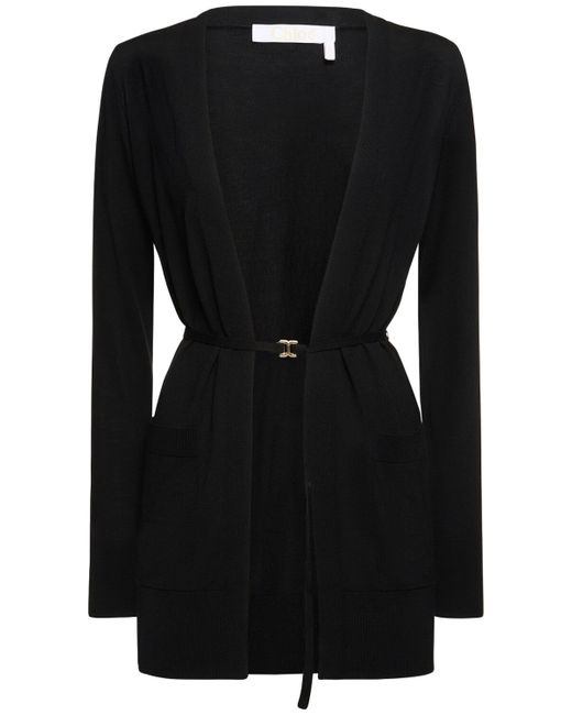 Chloé Belted Wool Knit Cardigan