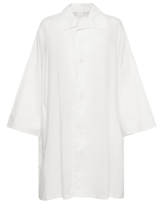 Yohji Yamamoto Oversize Cotton Twill Long Shirt