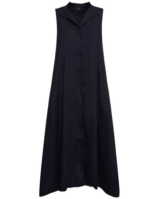 Yohji Yamamoto Sleeveless Cotton Twill Midi Dress