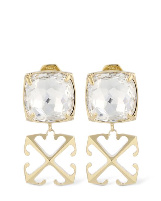 Off-White Arrow Brass Crystal Earrings