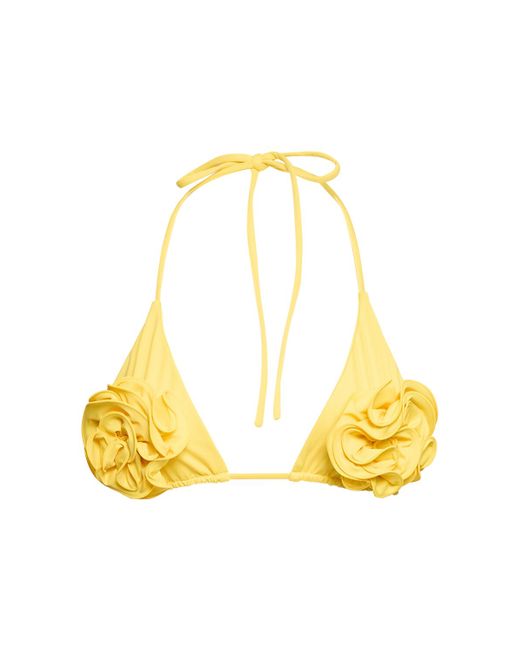 Magda Butrym Jersey Triangle Bikini Top W/roses