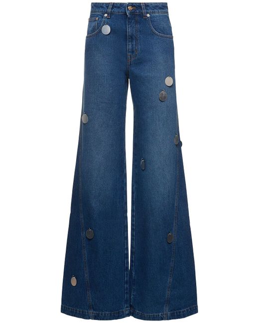 David Koma Denim Wide Jeans W Plexi Embellishments