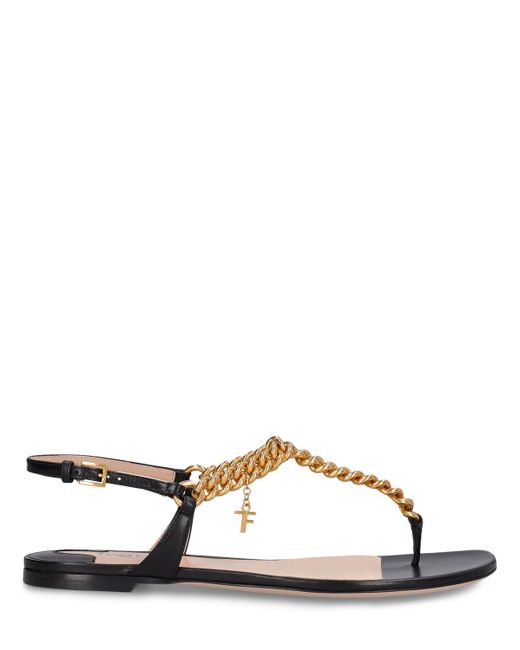 Tom Ford 10mm Zenith Leather Chain Flat Sandals