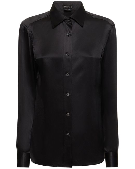 Tom Ford Silk Satin Shirt W Pleated Front