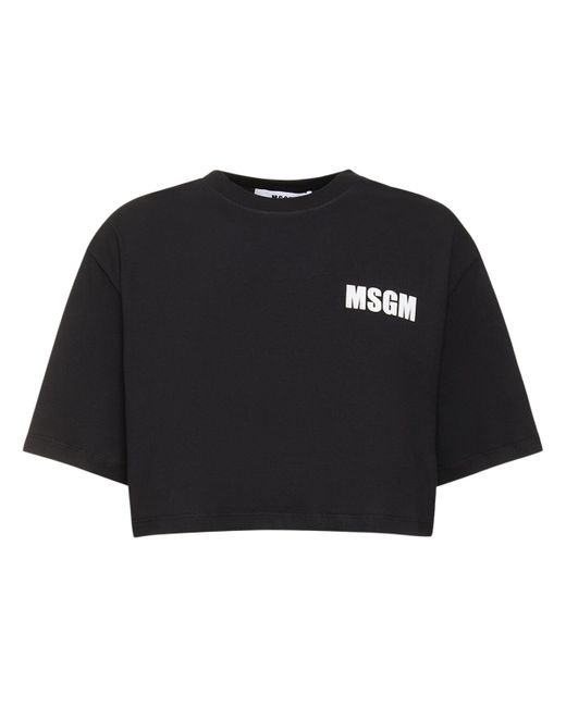 Msgm Cropped Cotton T-shirt