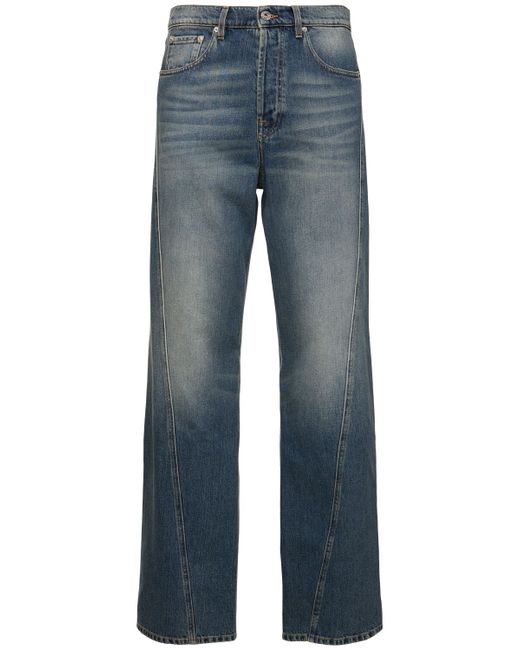 Lanvin 23.5cm Loose Twisted Cotton Denim Jeans
