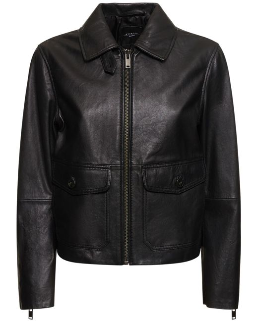 Weekend Max Mara Aller Zip-up Leather Jacket