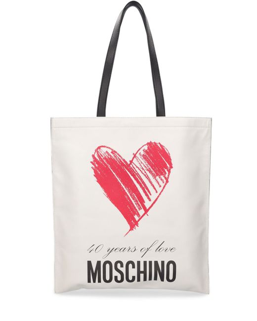 Moschino Logo Leather Tote Bag