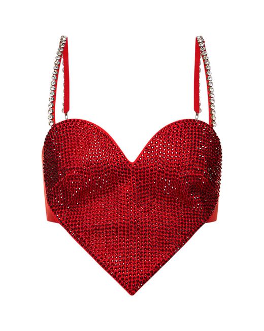 Area Embellished Heart-shaped Wool Crop Top