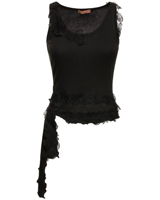 Ermanno Scervino Jersey Lace Cropped Top