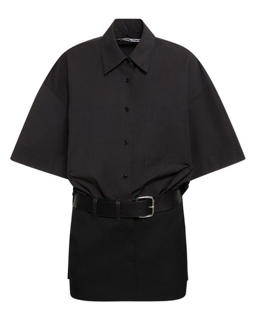 Alexander Wang Mini Cotton Shirt Dress W Leather Belt