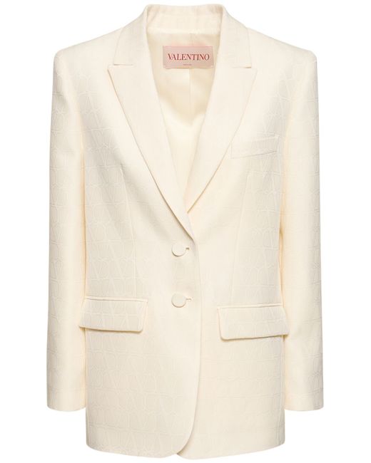 Valentino Wool Silk Crepe Logo Jacket