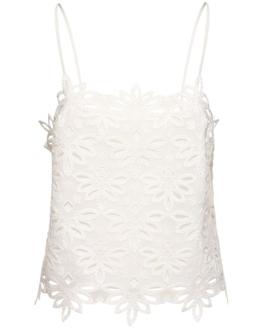 Ermanno Scervino Embroidered Cotton Blend Sleeveless Top