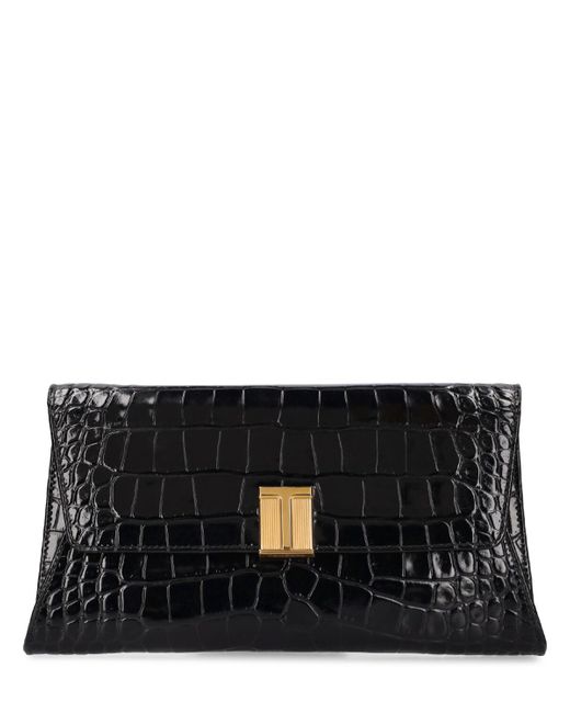 Tom Ford Shiny Croc Embossed Leather Clutch