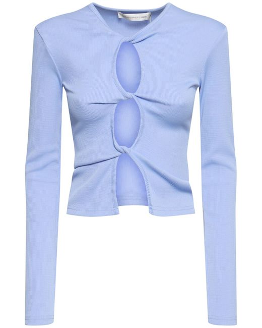 Christopher Esber Twisted Side Cutout Long Sleeve Top