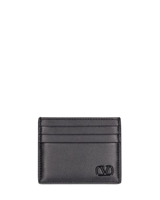 Valentino Garavani Mini V Logo Leather Card Holder