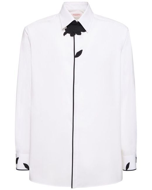 Valentino Flower Embroidered Cotton Shirt