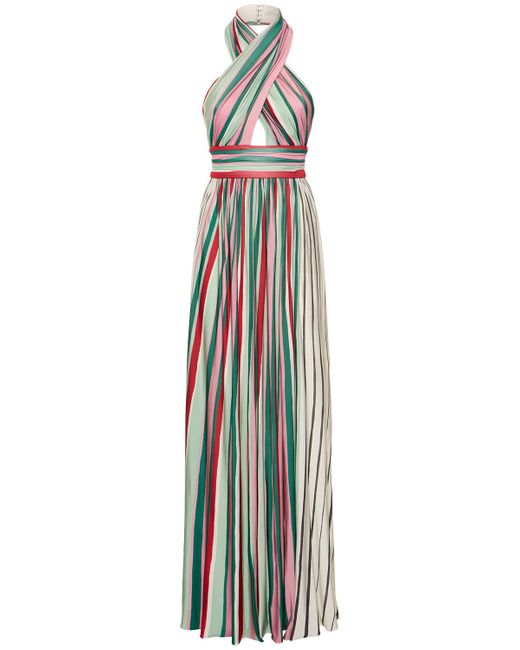 Elie Saab Printed Jersey Long Halter Dress