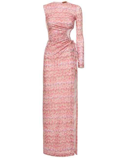 Missoni Asymmetric Lamé Cutout Long Dress