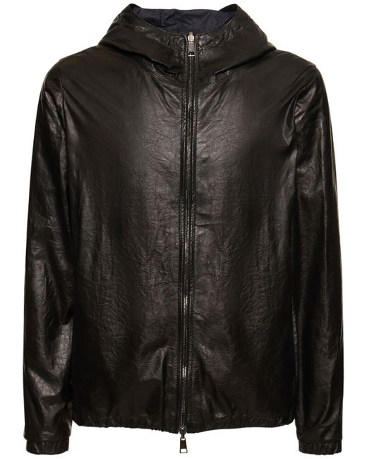 Giorgio Brato Reversible Leather Zip Jacket W/hood