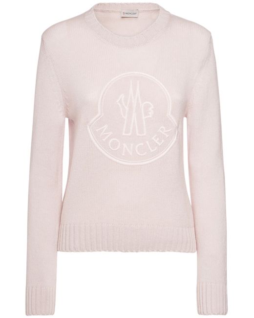 Moncler Embroidered Logo Wool Blend Sweater