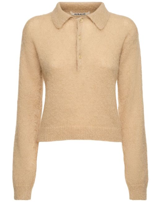 Auralee Brushed Mohair Wool Knit Polo