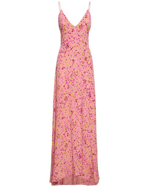 Rotate Floral Print Jacquard Maxi Slip Dress