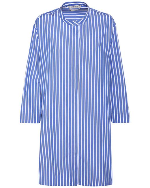 S Max Mara Rovigo Cotton Poplin Striped Long Shirt