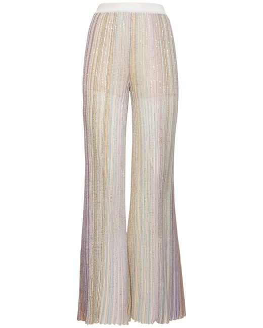 Missoni Sequined Striped Knit Flared Pants