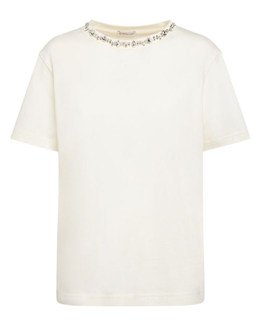 Moncler Embellished Cotton Jersey T-shirt