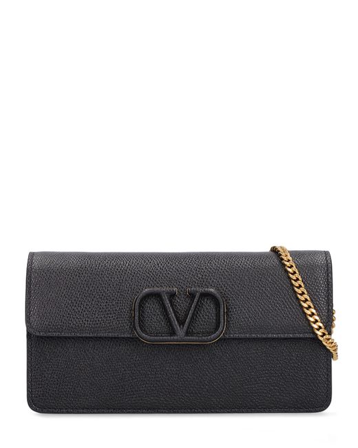 Valentino Garavani Vlogo Leather Wallet W/chain