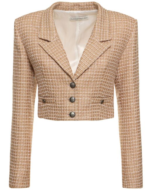 Alessandra Rich Sequined Tweed Cropped Boxy Jacket