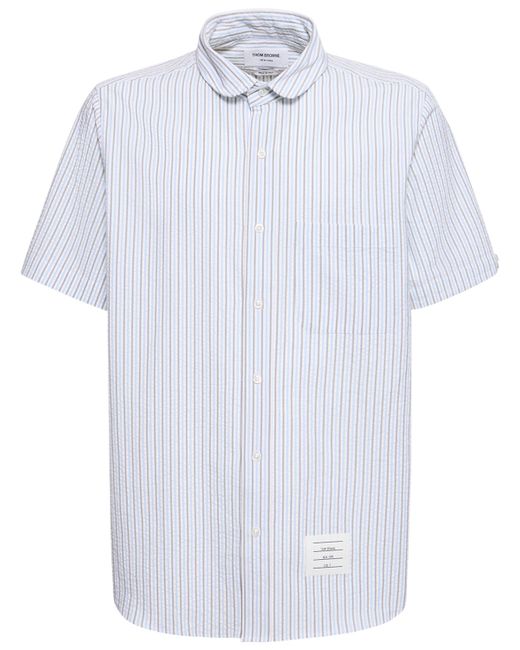 Thom Browne Striped Cotton Straight Fit Shirt