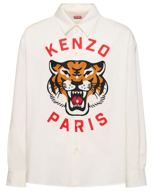KENZO Paris Tiger Print Cotton Poplin Shirt