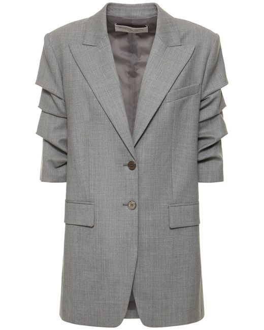 Michael Kors Collection Single Breasted Gathered Wool Jacket