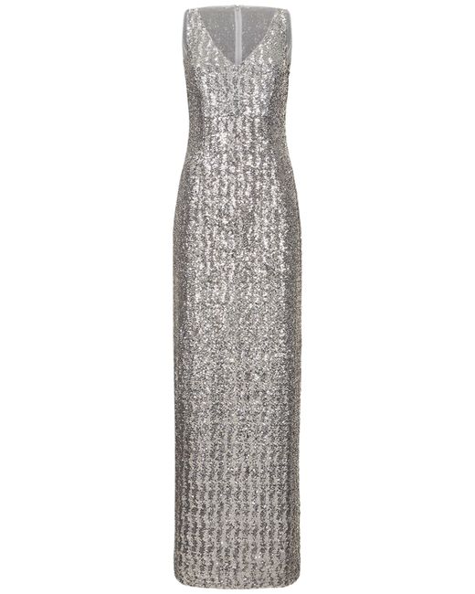 Michael Kors Collection Sequined V-neck Long Dress