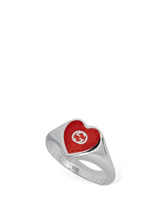 Gucci Interlocking G Heart Enamel Ring