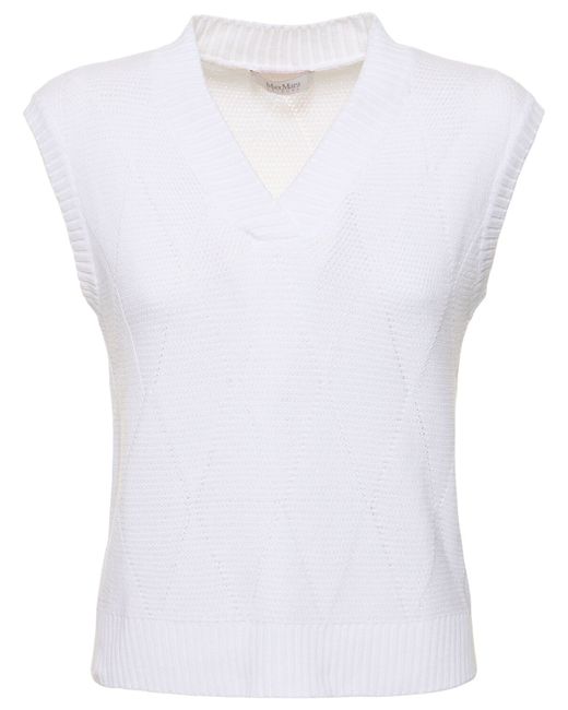 Max Mara Zebio Cotton Knit V Neck Vest