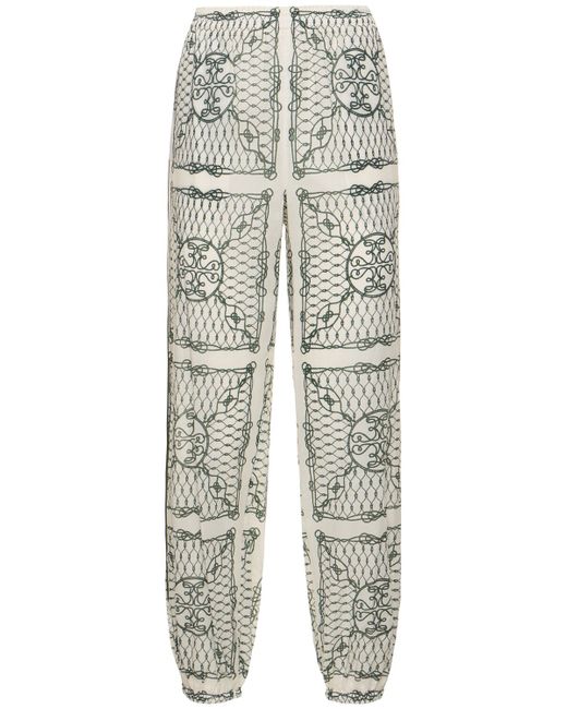 Tory Burch Printed Cotton Mid Rise Pants