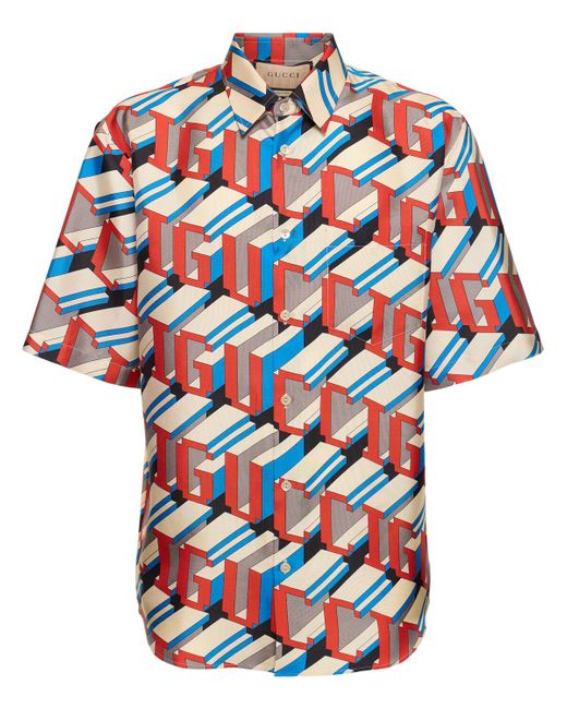 Gucci Pixel Deep On Logo Silk Shirt