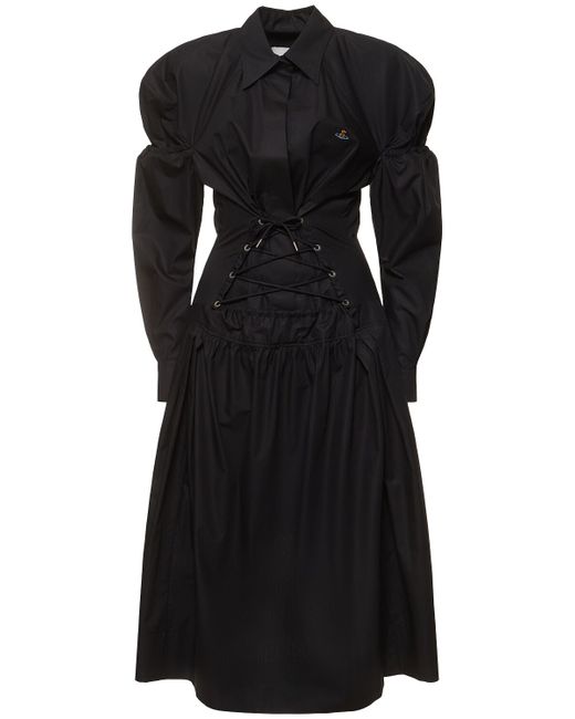 Vivienne Westwood Kate Cotton Lace-up Midi Shirt Dress