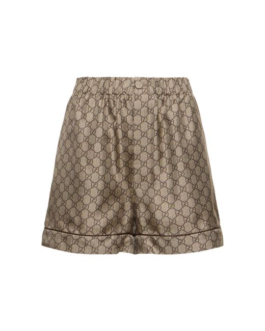 Gucci Gg Supreme Printed Silk Twill Shorts