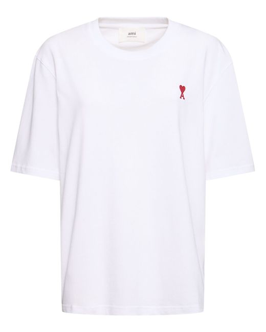 AMI Alexandre Mattiussi Red De Coeur Cotton Jersey T-shirt