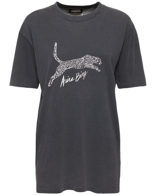 Anine Bing Walker Spotted Leopard Cotton T-shirt